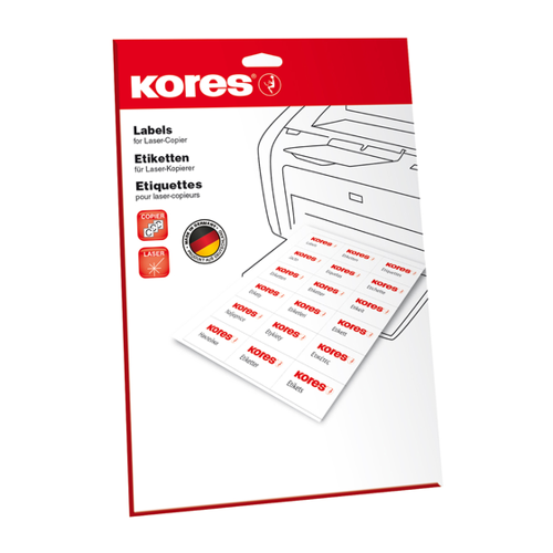 Bild von Kores Universal-Etiketten, 70 x 36 mm, weiß, 25 Blatt