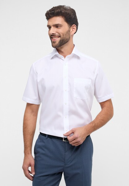 Bild von eterna kurzarm hemd modern fit popeline weiss unifarben