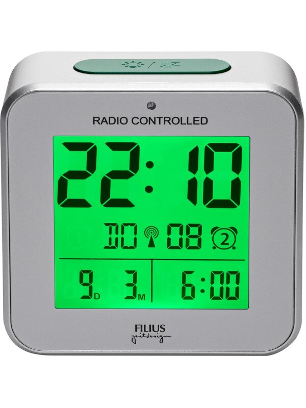 Bild von FILIUS zeitdesign Funkwecker FILIUS Funk Wecker 0531-19 silber 2Weckzeiten Datum-/Temperaturanzeige