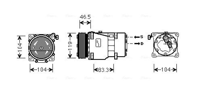 Bild von PRASCO CNAK201 Kompressor Klimakompressor, Klimaanlage Kompressor, Kompressor, Klimaanlage SD7V16 R134a PEUGEOT: 807 MPV, CITROËN: Xsara Picasso