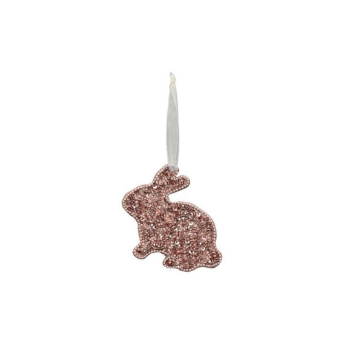 Bild von Exner GmbH Garten- & Wohnaccessoires Osterhase HaseHänger Dost - pink - Holz/Glas - 10x7x1 cm