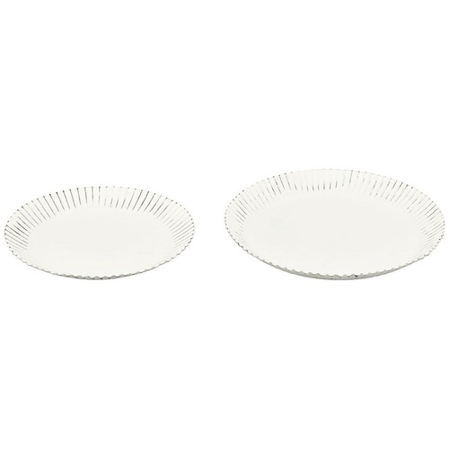Bild von Exner GmbH Garten- & Wohnaccessoires Dekotablett Tablett Set/2 ClairBlanc - weiß - Metall - 24x24x3 cm - 28x28x3 cm