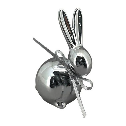 Bild von Small-Preis Dekofigur Hase Dekohase Osterhase aus Keramik in silber, Dekofigur aus Keramik