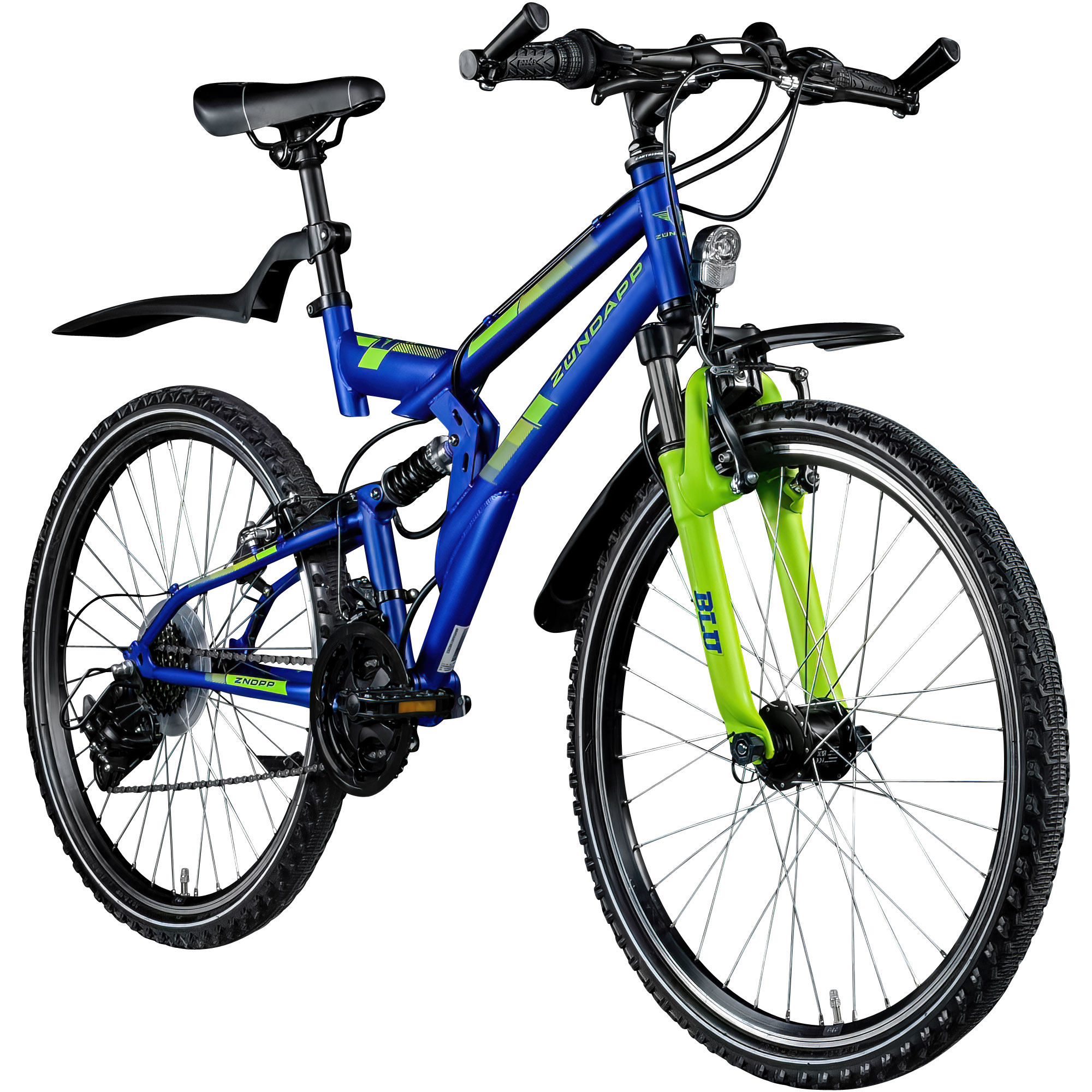 Bild von Zündapp Mountainbike Blue 3.0, 21 Gang Tourney TY200 Schaltwerk, Kettenschaltung, Mountainbike Fully Fahrrad Jugendfahrrad 160 - 180 cm mit Schutzblech