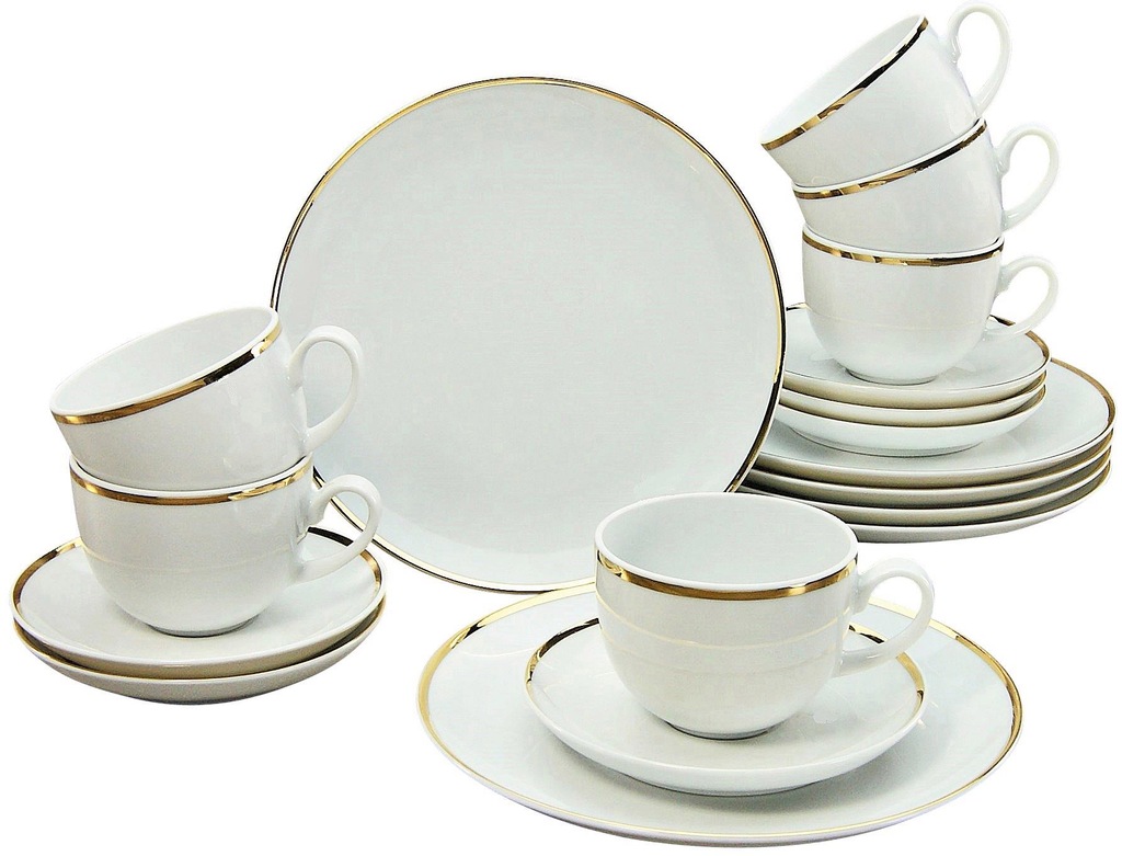 Bild von Guido Maria Kretschmer Home&Living Kaffeeservice "GMK Geschirr-Set Godi", (Set, 18 tlg., Kaffeegeschirr für 6 Personen), Service, handbemalter Rand, 18 Teile, für 6 Personen