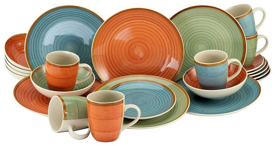 Bild von CreaTable Kombiservice »Geschirr-Set Country«, (Set, 24 tlg., Kaffeeservice und Tafelservice im Set, für 6 Personen), Service, Spiraldekor, 24 Teile, für 6 Personen