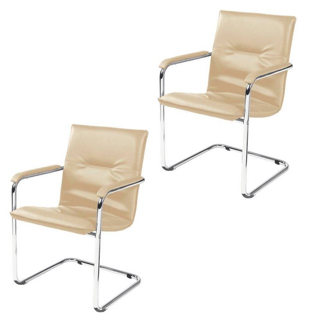 Bild von Nowy Styl Besucherstuhl 2 Konferenzstühle Freischwinger RUMBA beige