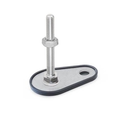 Bild von Ganter Norm® - 45-50-M12-125-D1-SK Edelstahl-Stellfüße, A4, mit Befestigungslasche, Tropfenform