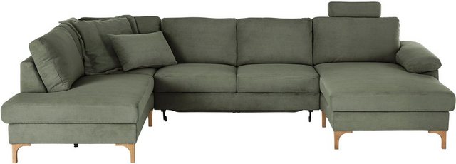 Bild von 3C Candy Wohnlandschaft "Lecce, wahlweise PUR-Schaumstoff oder Tonnentaschenfederkern U-Form", Bettkasten in Umbauecke und Longchair, sowie Querschläfer im 2-Sitzer