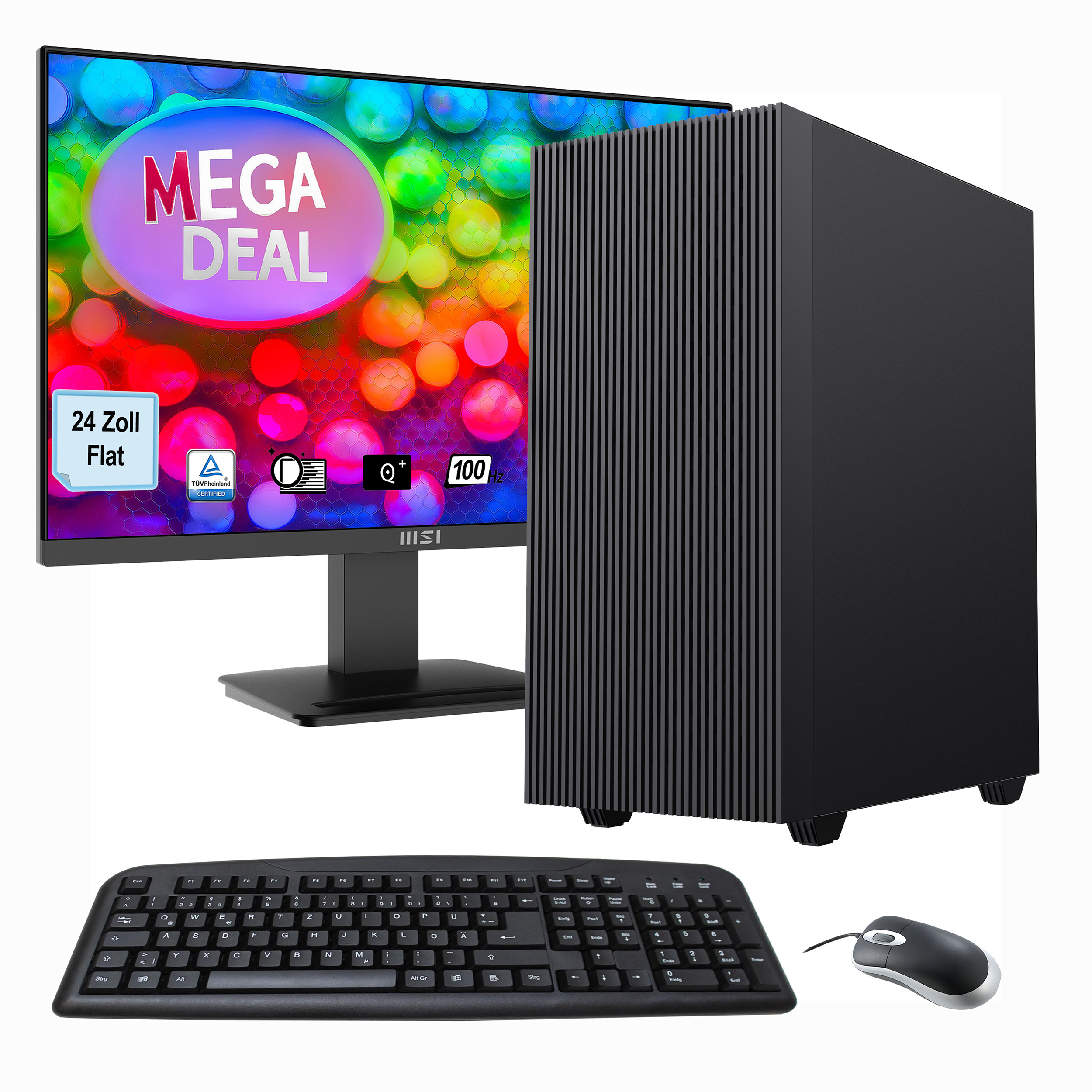 Bild von GAMEMAX MegaDeal Multimedia-PC-Set PC-Komplettsystem (24", AMD Ryzen 5 5600G, Radeon Graphics on Board, 16 GB RAM, Windows 11 + MSI PRO MP2412DE Monitor 60cm (24) + Maus & Tastatur)