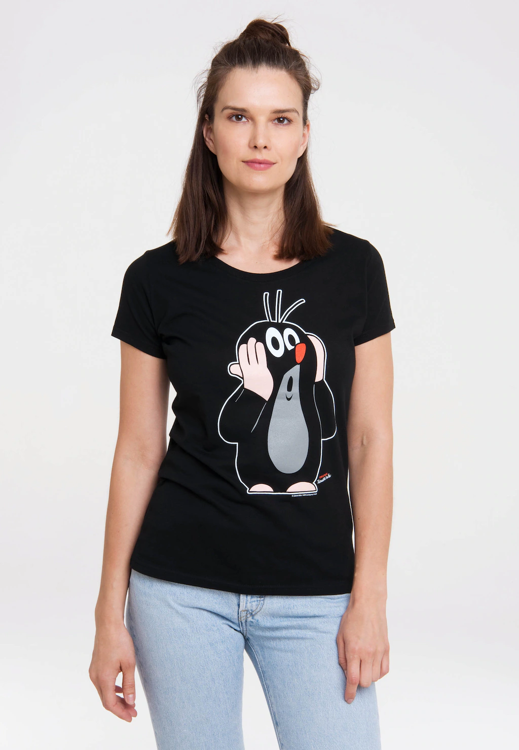 Bild von Logoshirt® TV I Der kleine Maulwurf I Oh oh I T-Shirt Print I Damen I kurzärmlig I schwarz I Lizenziertes Originaldesign I Größe L