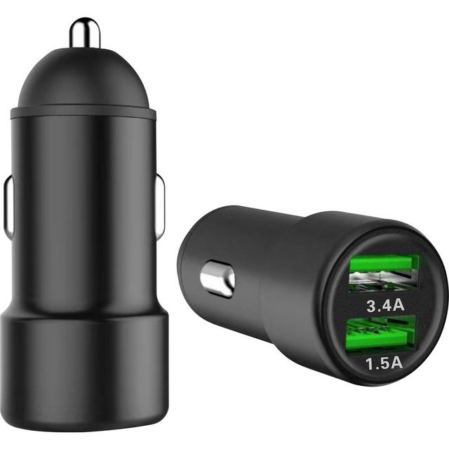 Bild von IWH USB Adapter 12/24 Volt 3400 mA Belastbarkeit Strom max.=3.4 A, Auto Adapter, Schwarz