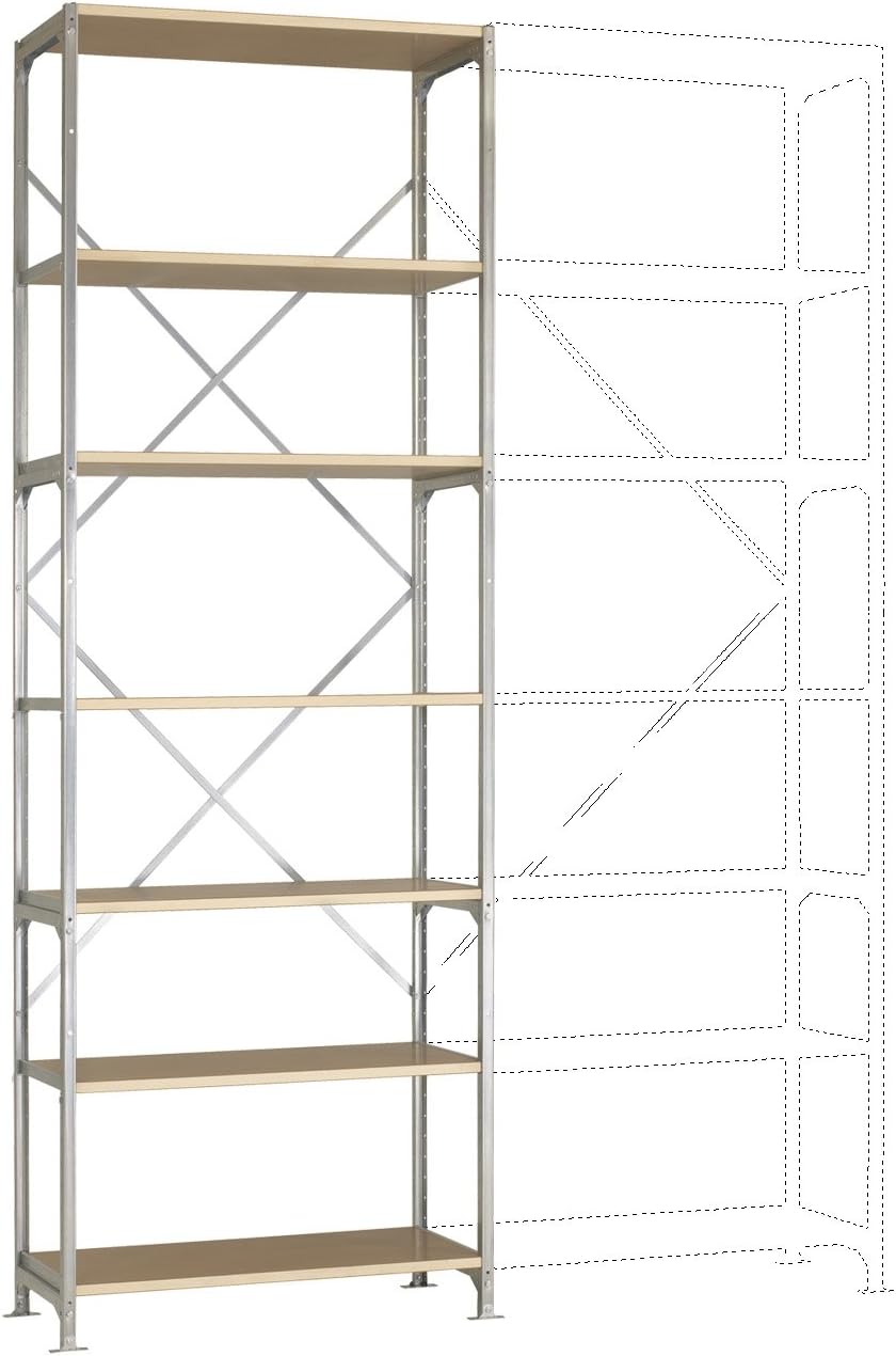 Bild von Manuflex RB2234 Fachbodenregal-Grundmodul 200kg (B x H x T) 970 x 3000 x 800mm Stahl verzinkt Verzin