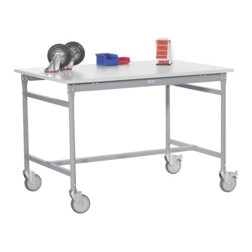 Bild von Manuflex BB4089.9006 Beistelltisch BASIS mobil mit PVC-Tischplatte in Alusilber