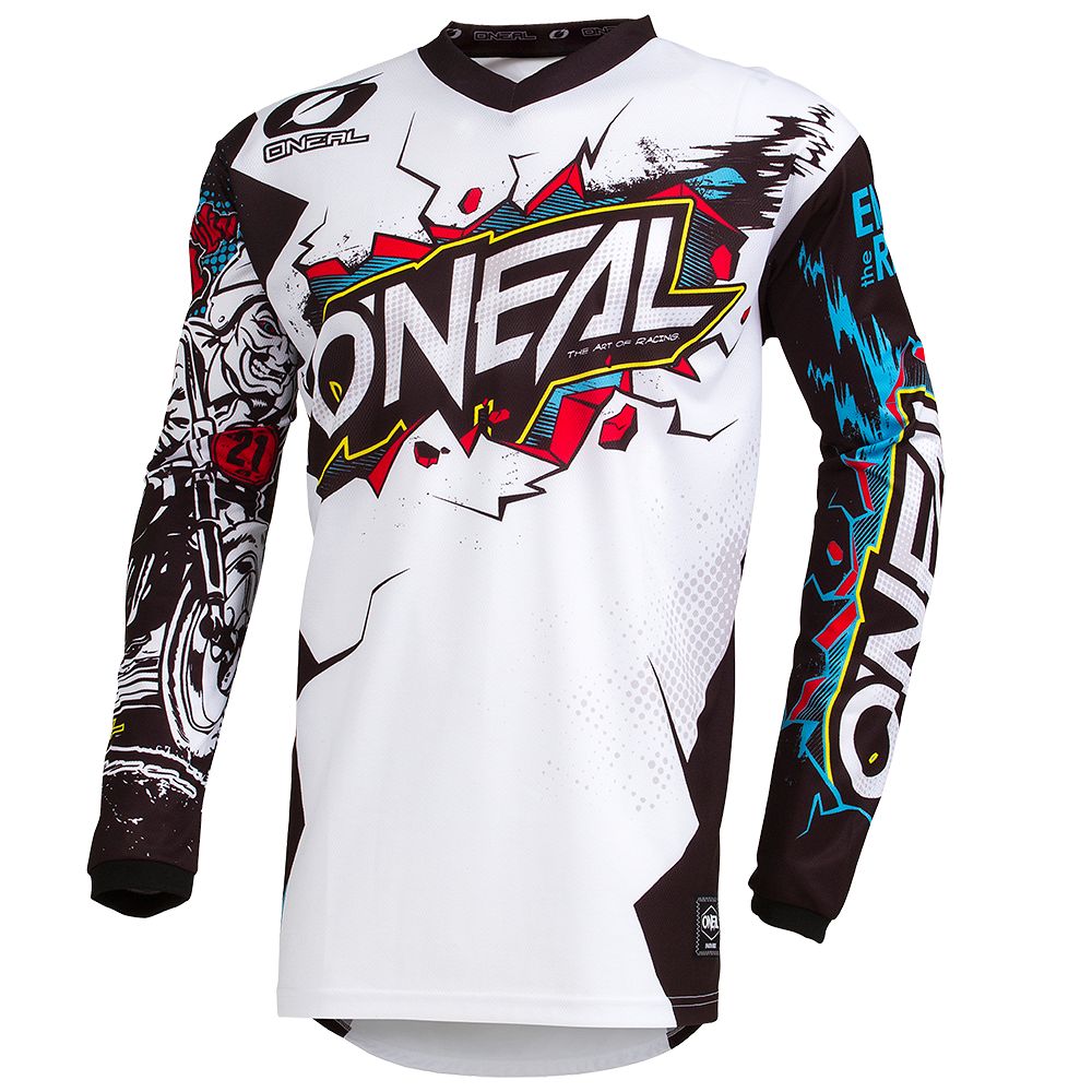 Bild von O'NEAL | Motocross-Trikot | Enduro Motorrad | Passform für Maximale Bewegungsfreiheit, Eingenähter Ellbogenschutz, Atmungsaktiv | Element Jersey Villain | Erwachsene | Weiß | Größe XXL
