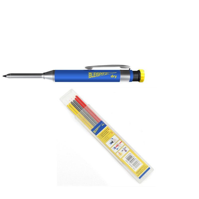Bild von Bleispitz Tieflochmarker DRY-Set + 6er Pack Ersatzminen Mischpack - drei Farben