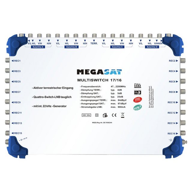 Bild von Megasat Multiswitch 17/16 - Multiswitch Satelliten-/terrestrisches Signal
