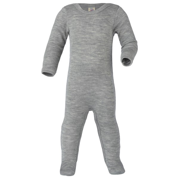 Bild von Engel Babyschlafanzug mit Fuß aus Bio Wolle / Seide 50/56, Hellgrau melange