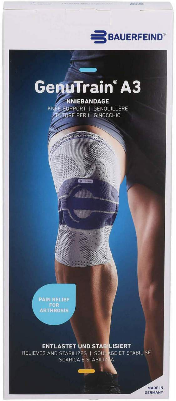 Bild von Genutrain A3 Kniebandage Links Gr.3 Natur Pink - Stabilisierung des Kniegelenks
