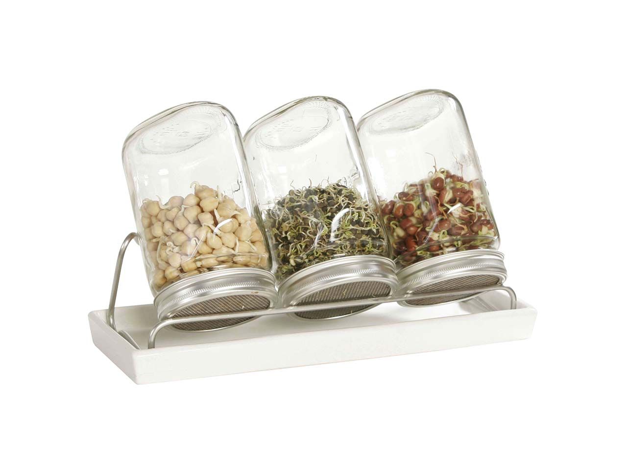 Bild von ESCHENFELDER Sprossengläser "System III" inkl. Probesaat, 3er-Set, 1.000 ml, weiß