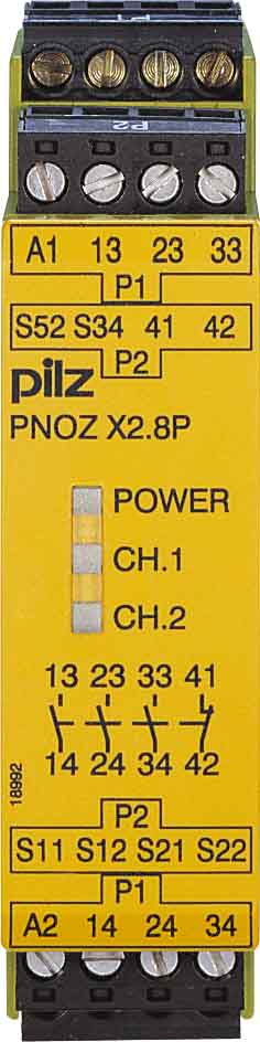 Bild von PILZ Sicherheitsschaltgerät PNOZ X2.8P 24VACDC 3n/o 1n/c 3 Schließer, 1 Öffner (B x H x T) 22.5 x