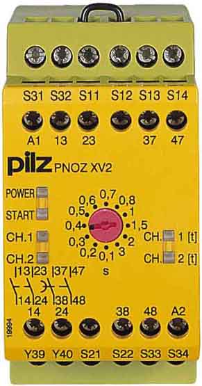 Bild von PILZ Sicherheitsschaltgerät PNOZ XV2 3/24VDC 2n/o 2n/o t Betriebsspannung: 24 V/DC 2 Schließer (B