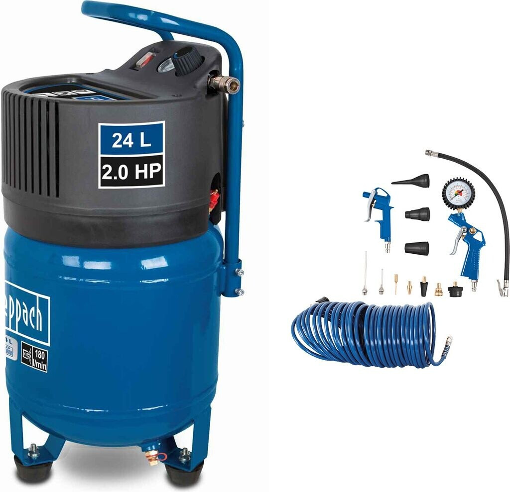 Bild von Kompressor HC24V scheppach - 1500W | 10bar | 24L Kessel | ölfrei & wartungsarm