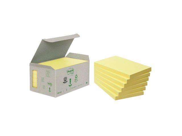 Bild von 3M Post-it Recycling Notes Haftnotizen, 127 x 76 mm, gelb 100 Blatt-Block, aus 100% recyceltem Papier (6551B)