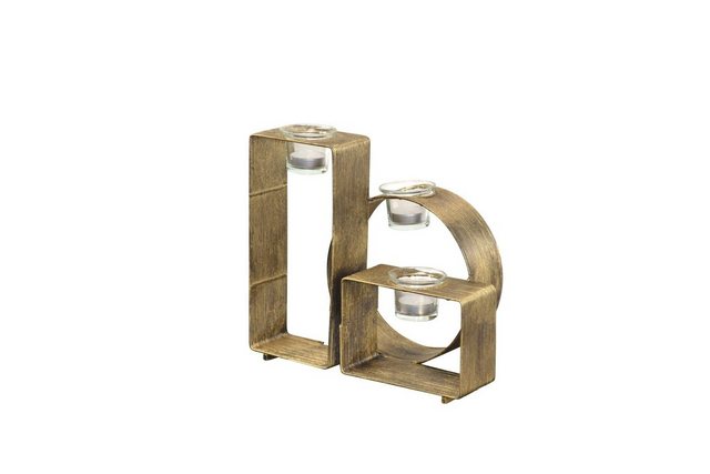 Bild von moebel-direkt-online Teelichthalter Heidi (Breite 29 cm), aus Metall, Oberfläche antik schwarz, goldfarben gewischt
