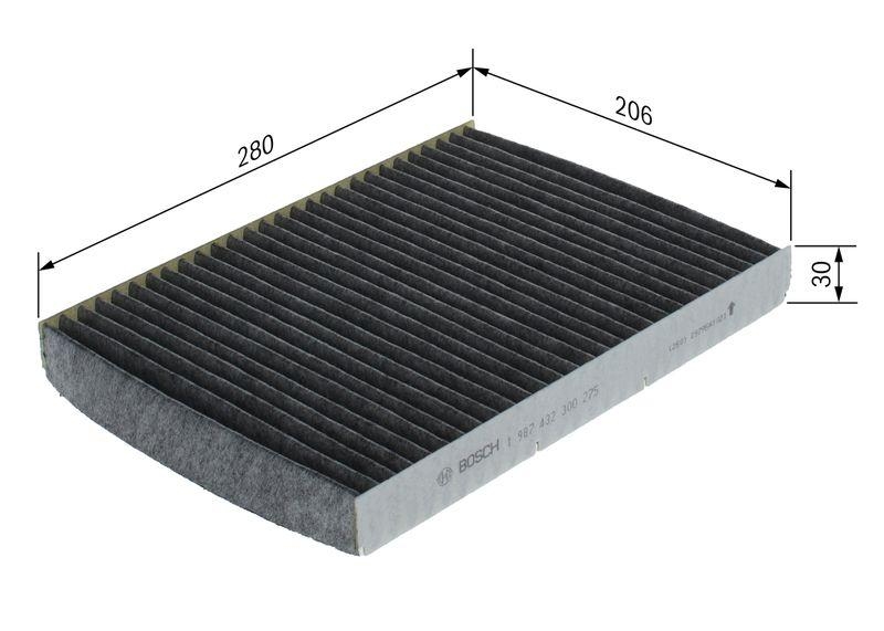 Bild von BOSCH 1 987 432 300 Innenraumfilter Filter, Innenraumluft, Pollenfilter, Mikrofilter Aktivkohlefilter 279 206 30 VOLKSWAGEN: Golf 4 Variant, Golf 4