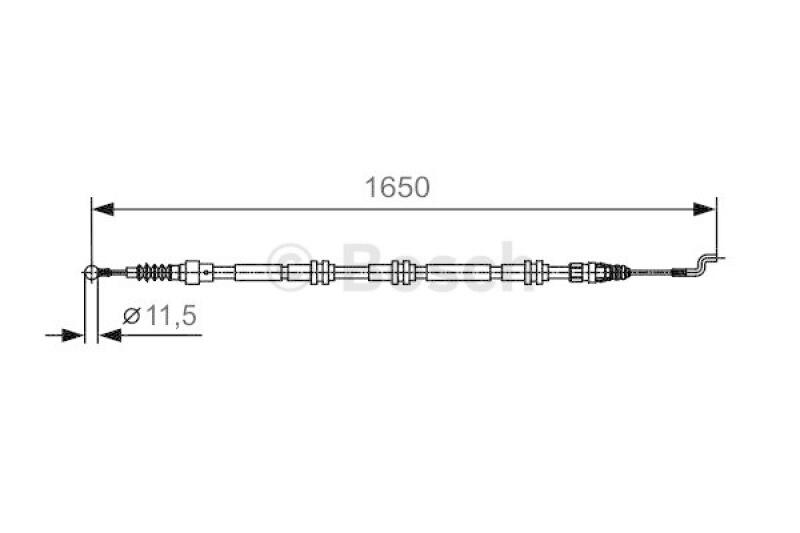 Bild von BOSCH 1 987 482 016 Handbremsseil Bremsseil, Seilzug Feststellbremse 1650 VOLKSWAGEN: Transporter 5, Transporter 5 Bus
