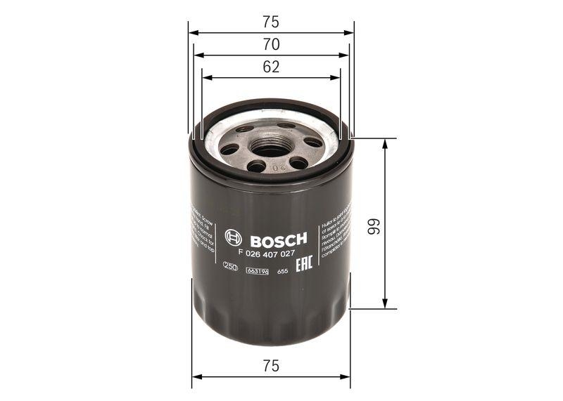 Bild von BOSCH F 026 407 027 Ölfilter Motorölfilter, Filter für Öl M 20 x 1,5 Anschraubfilter MITSUBISHI: COLT 6, SMART: Forfour I