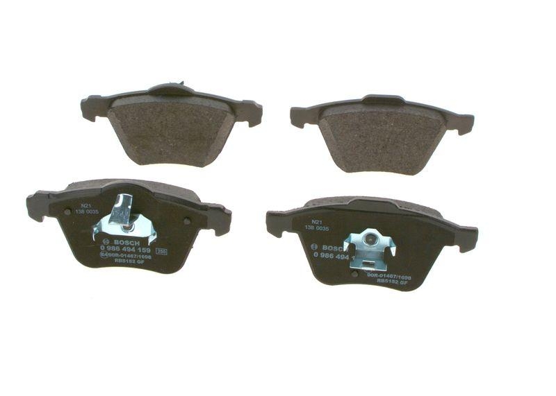 Bild von BOSCH 0 986 494 159 Bremsbelagsatz Bremsbeläge, Bremsklötze, Bremssteine Low-Metallic mit Kolbenclip, mit Anti-Quietsch-Blech VOLVO: XC90 I