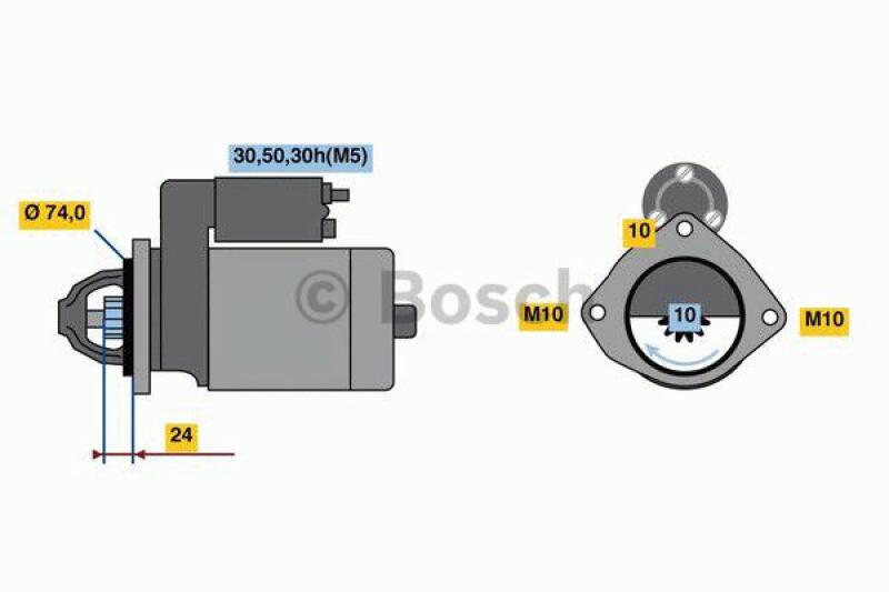 Bild von BOSCH 0 986 022 930 Anlasser Starter 12 1,6 10 30, 50, 30h rechts 74 BMW: 3 Saloon, X3, 3 Touring