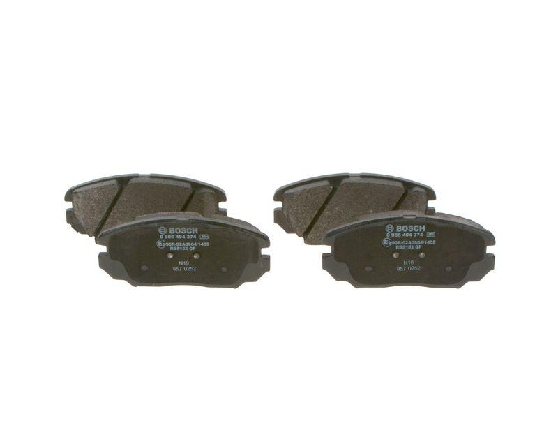 Bild von BOSCH 0 986 494 374 Bremsbelagsatz Bremsbeläge, Bremsklötze, Bremssteine Low-Metallic mit akustischer Verschleißwarnung mit Anti-Quietsch-Blech