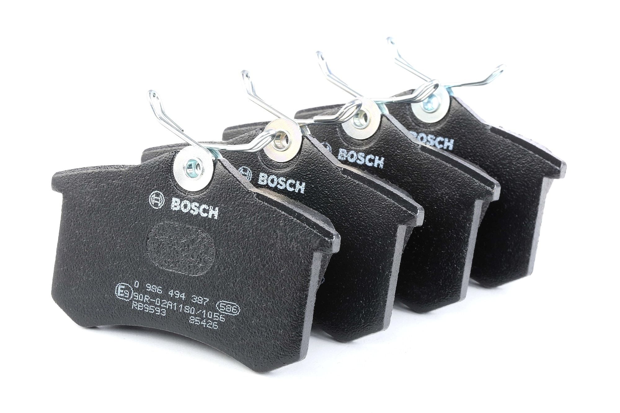 Bild von BOSCH 0 986 494 387 Bremsbelagsatz Bremsbeläge, Bremsklötze, Bremssteine Low-Metallic mit Anti-Quietsch-Blech, mit Montageanleitung RENAULT: Megane 4