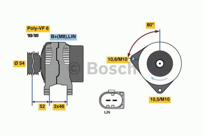 Bild von BOSCH 0 986 081 190 Lichtmaschine 14V 150A VOLVO: V70 3, FORD: MONDEO 4 Stufenheck, MONDEO 4 Turnier