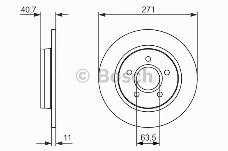 Bild von BOSCH 0 986 479 763 Bremsscheibe Bremsscheiben, Scheibenbremsen 271 11 5 108 voll geölt FORD: FOCUS 3, FOCUS 3 Turnier, Focus Mk3 Box Body / Estate