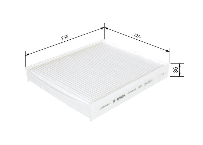 Bild von BOSCH 1 987 435 002 Innenraumfilter Filter, Innenraumluft, Pollenfilter, Mikrofilter Partikelfilter 258 224 35,5 VOLKSWAGEN: Polo V Hatchback
