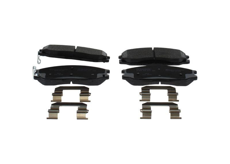 Bild von BOSCH Bremsbelagsatz mit akustischer Verschleißwarnung 0 986 494 650 Bremsbeläge,Bremsklötze HYUNDAI,SSANGYONG,SANTA FÉ I (SM),H-1 / Starex MPV (A1)