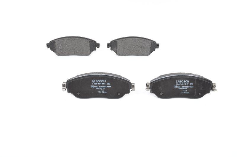 Bild von BOSCH Bremsbelagsatz mit Anti-Quietsch-Blech 0 986 494 817 Bremsbeläge,Bremsklötze RENAULT,FIAT,Trafic III Kastenwagen (FG_),Trafic III Bus (JG_)