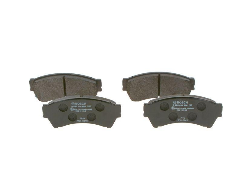 Bild von BOSCH 0 986 494 860 Bremsbelagsatz Bremsbeläge, Bremsklötze, Bremssteine Low-Metallic mit akustischer Verschleißwarnung MAZDA: 6 Saloon, 6 Hatchback