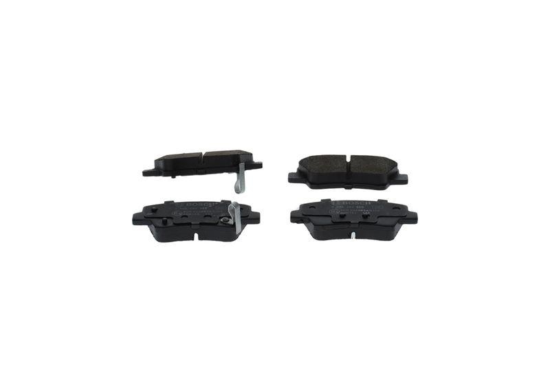 Bild von BOSCH 0 986 494 908 Bremsbelagsatz Bremsbeläge, Bremsklötze, Bremssteine Low-Metallic mit integriertem Verschleißwarnkontakt HYUNDAI: Tucson
