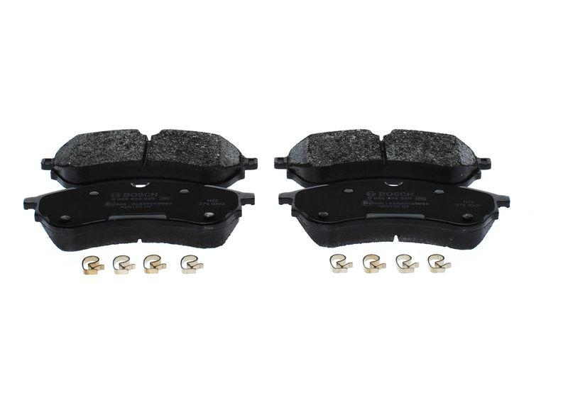 Bild von BOSCH 0 986 424 929 Bremsbelagsatz Bremsbeläge, Bremsklötze, Bremssteine Low-Metallic mit Anti-Quietsch-Blech, mit Montageanleitung mit Feder