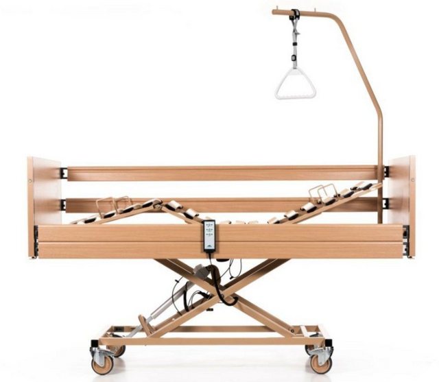 Bild von Burmeier Bett Westfalia IV Pflege und Seniorenbett (Lattenrost 4-geteilt, Robustes und stabils Bett, elektronisch verstellbar verstellbar (35-80cm), 200kg Arbeitslast), Kompletter Seitenschutz Mehr Lebensqualität Einfache Montage