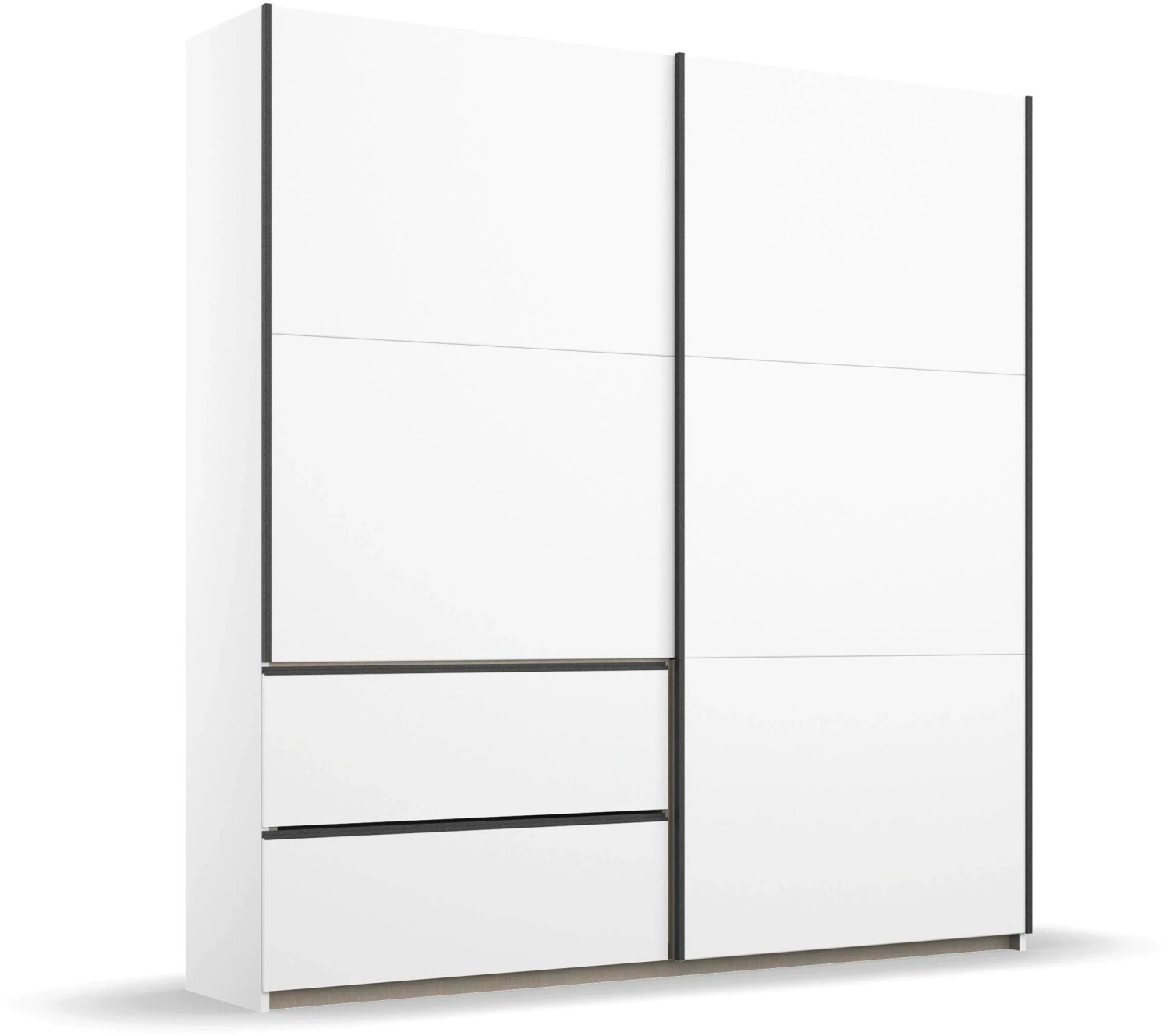 Bild von Rauch Möbel Sevilla Schrank Kleiderschrank Schwebetürenschrank, Grau metallic, Schwarz, Griffleisten Grau metallic, 2-türig, inkl. 2 Kleiderstangen, 2 Einlegeböden BxHxT 175x210x59 cm