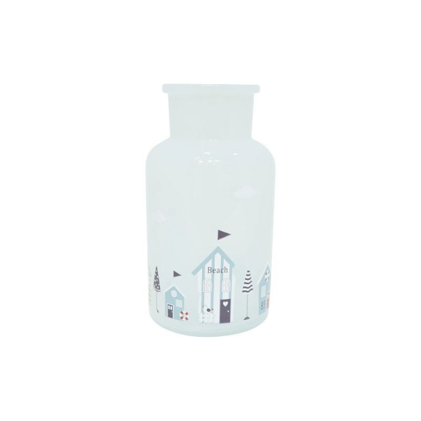 Bild von Dekoflasche Beach-House blau, weiß Höhe 12 cm ""