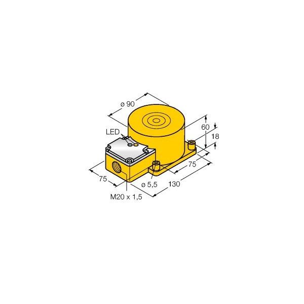 Bild von Turck Induktiver Sensor nicht bündig PNP, Wechsler NI60-K90SR-VP4X2