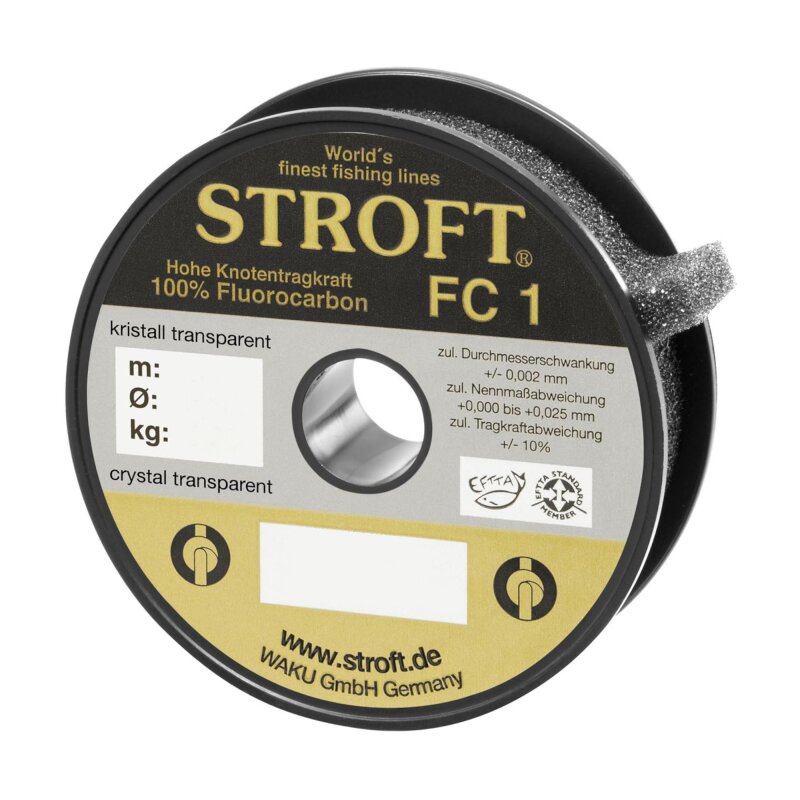 Bild von Stroft Angelschnur Schnur STROFT FC1 Fluorocarbon 50m, 50 m Länge, 0.40 mm Fadendurchmesser, (1-St), 11.7kg Tragkraft