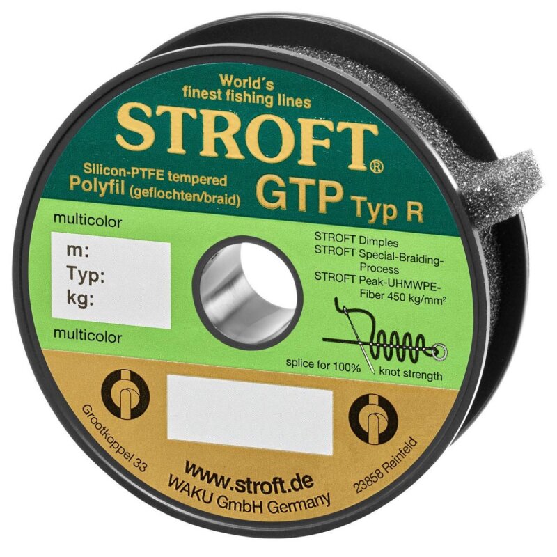 Bild von Stroft Angelschnur Schnur STROFT GTP Typ R Geflochtene 250m multicolor, 250 m Länge, 0.28 mm Fadendurchmesser, (1-St), 14kg Tragkraft